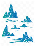 中式山水矢量插画元素