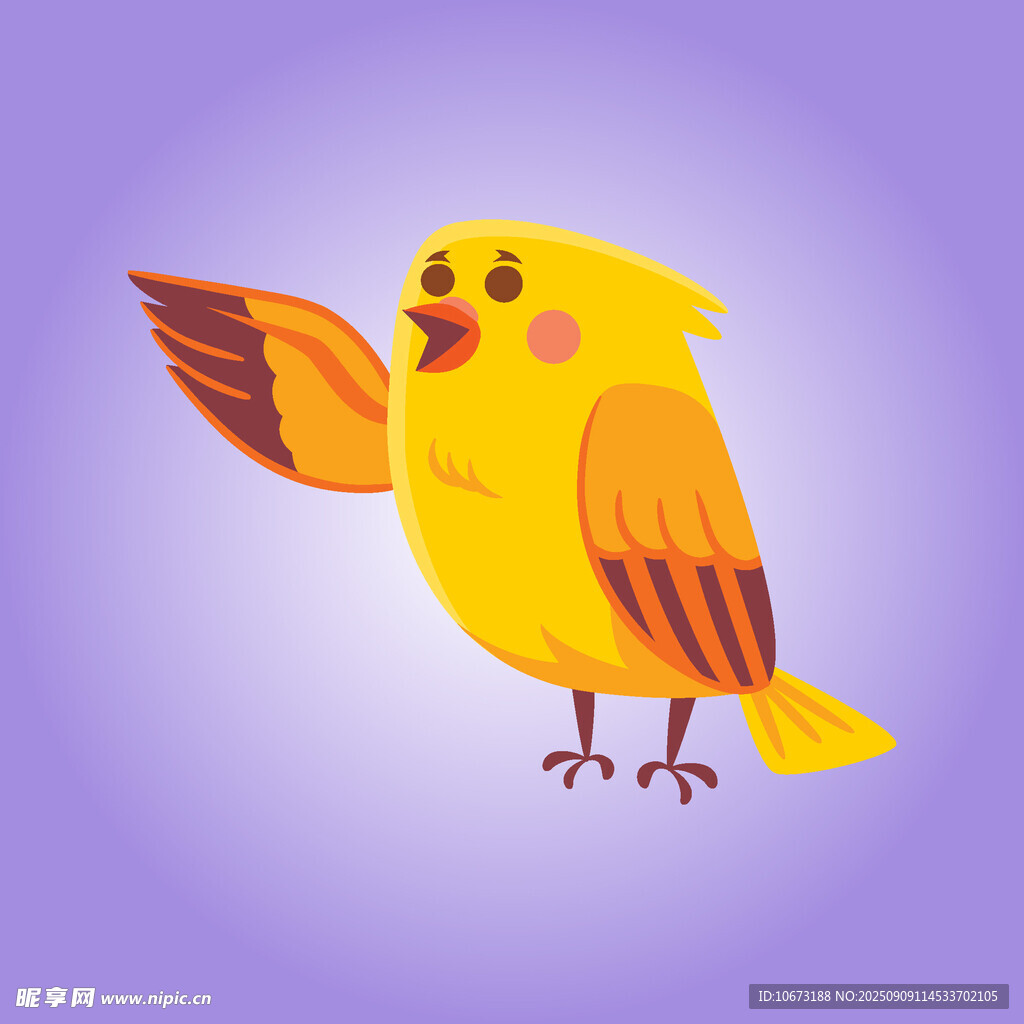 黄色小鸟展翅欢快模样