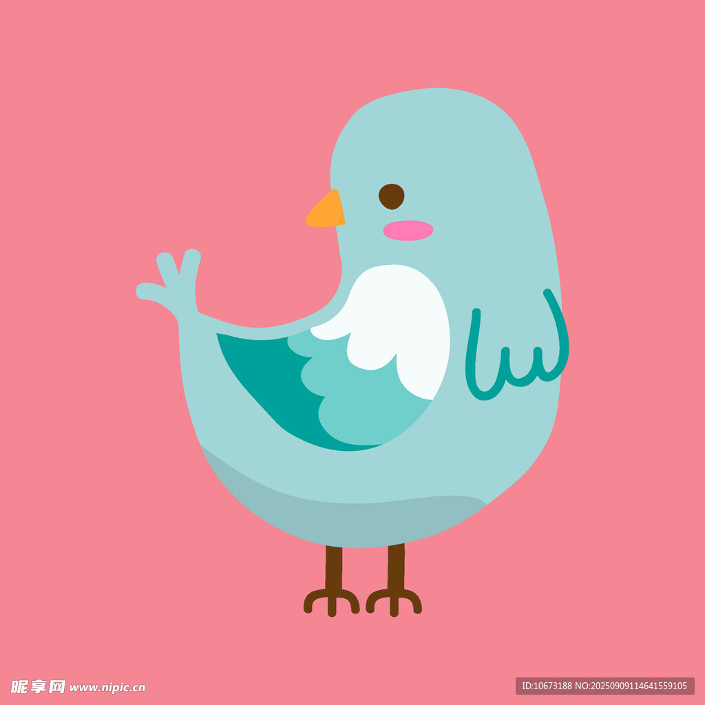 可爱蓝色小鸟卡通形象