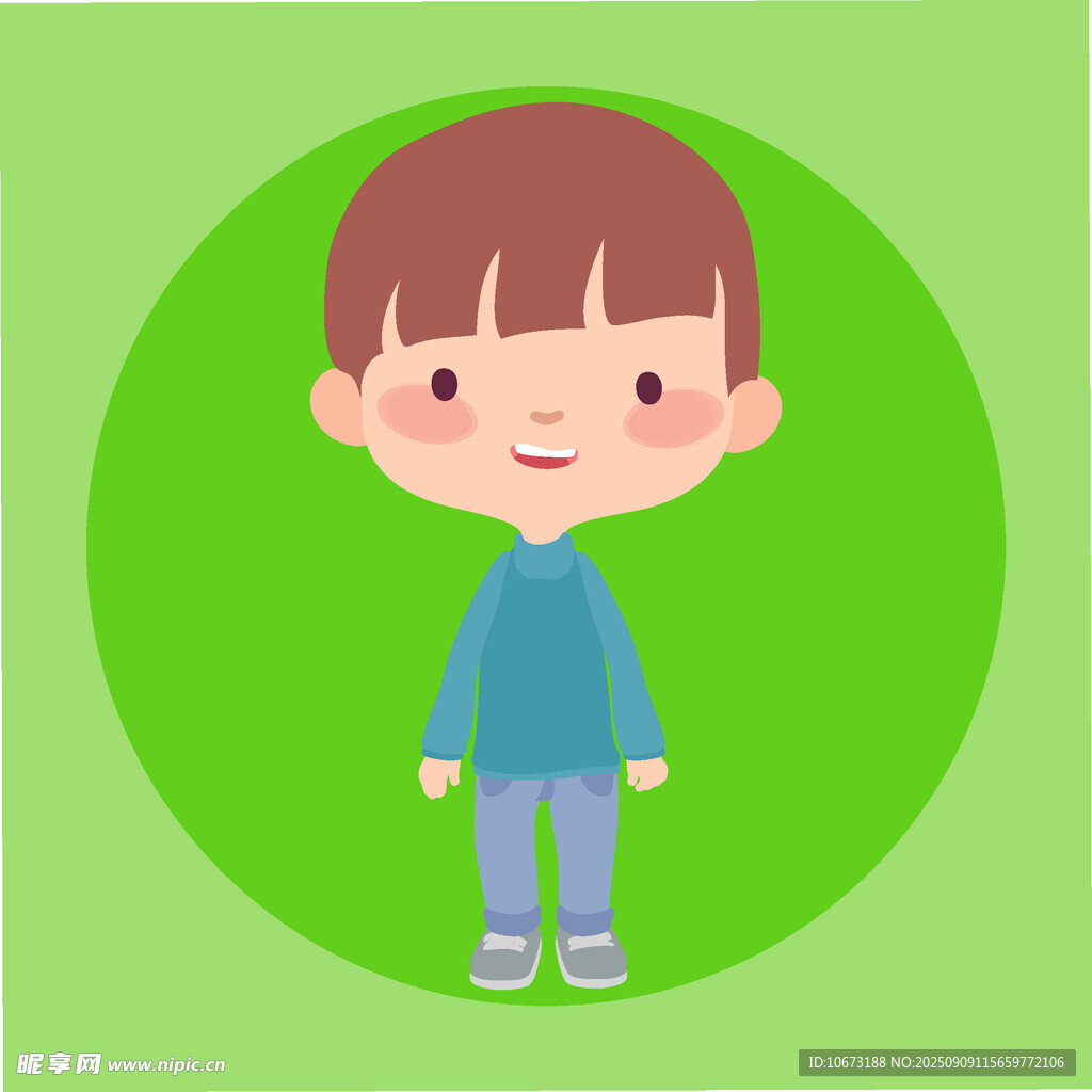 穿蓝衣的可爱小男孩