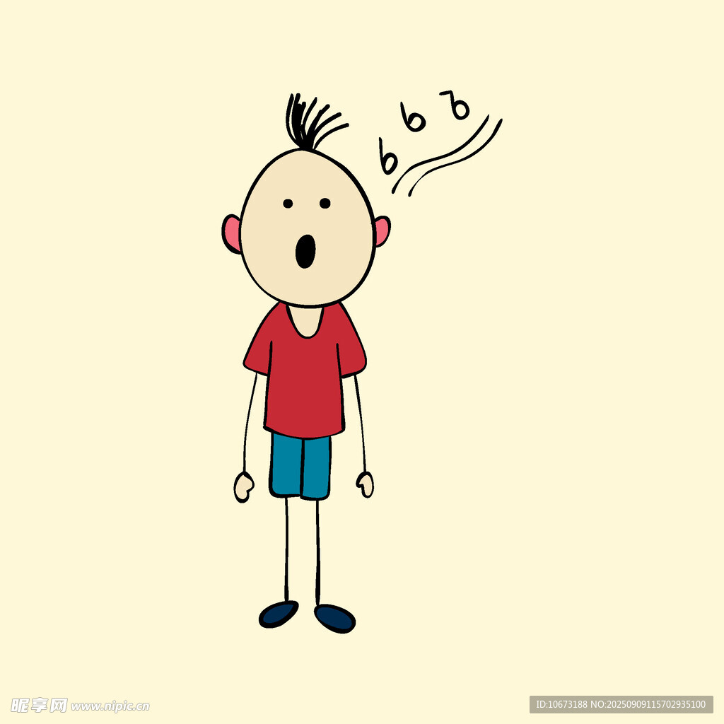 大喊的卡通小男孩