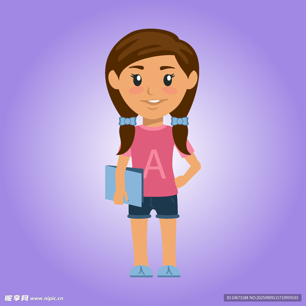背着书包的可爱女孩