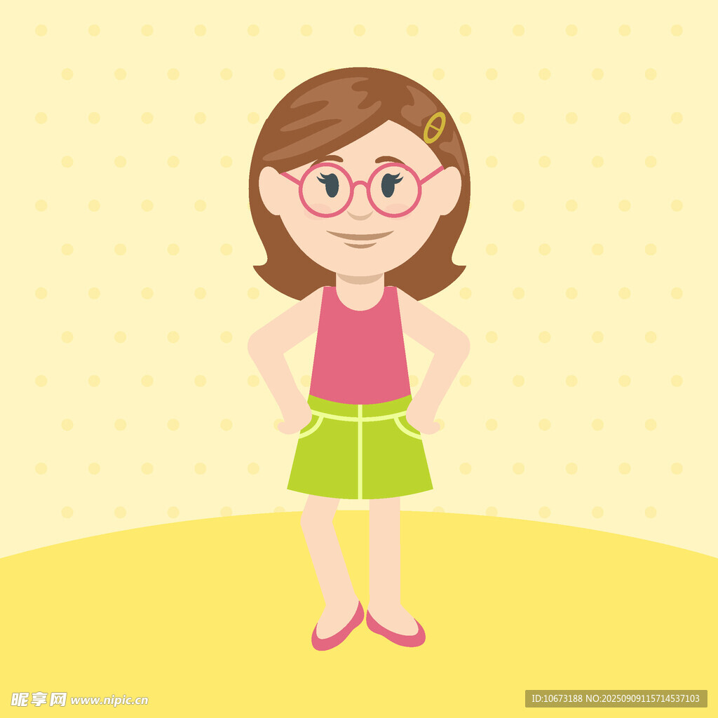 戴眼镜的可爱小女孩