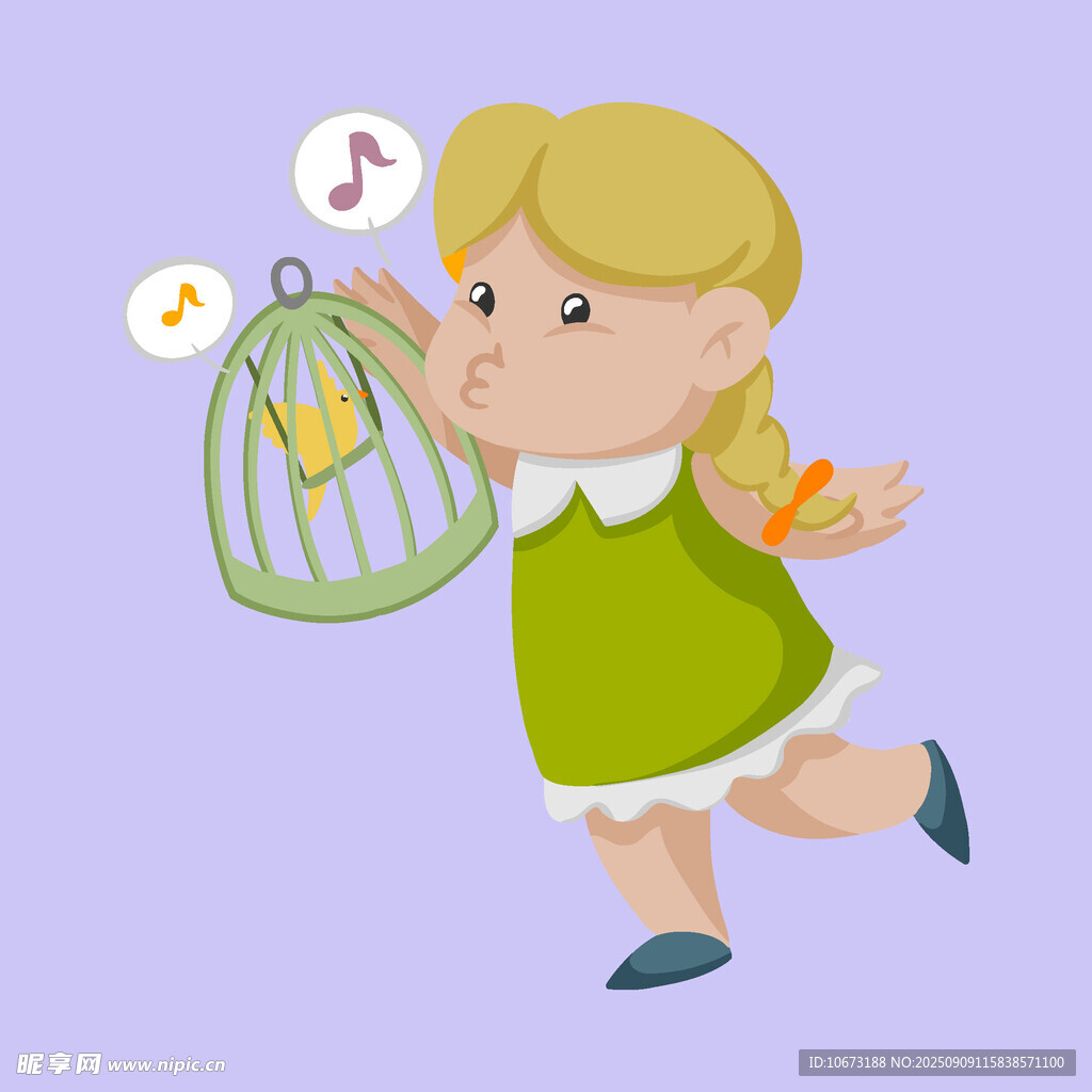 小女孩与小鸟的温馨瞬间