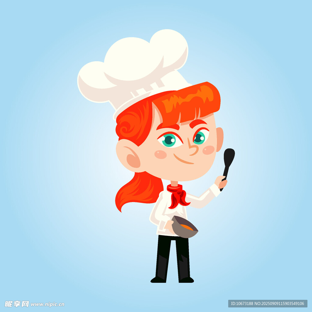 红发女厨师手持厨具