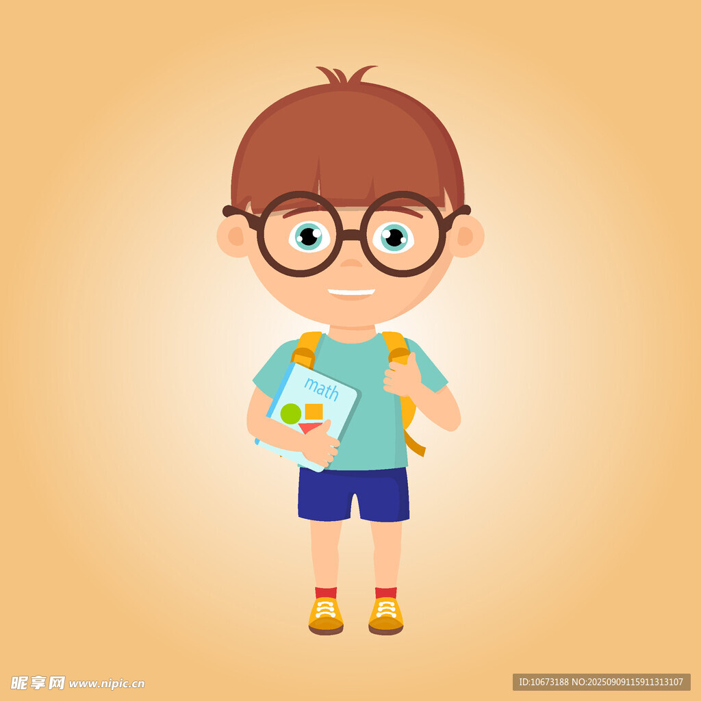 背着书包的可爱小男孩