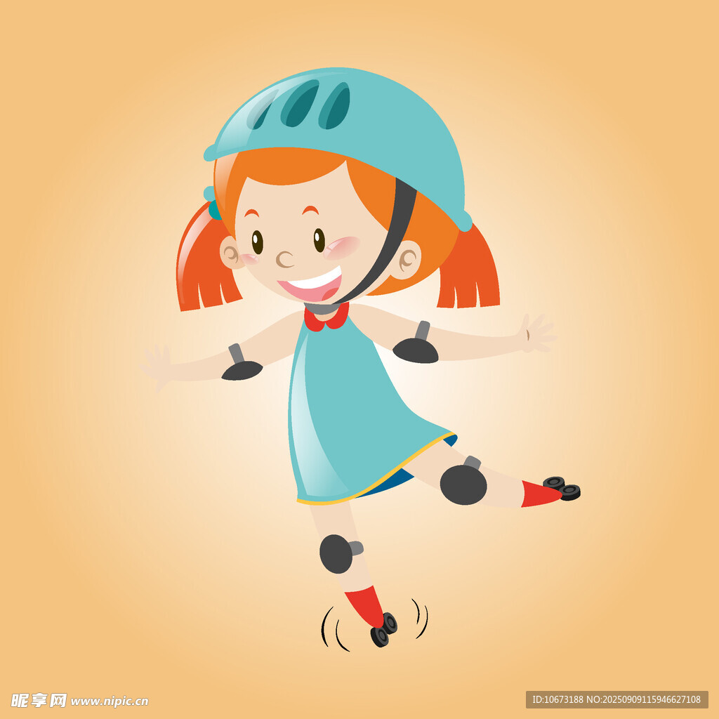 小女孩快乐轮滑瞬间