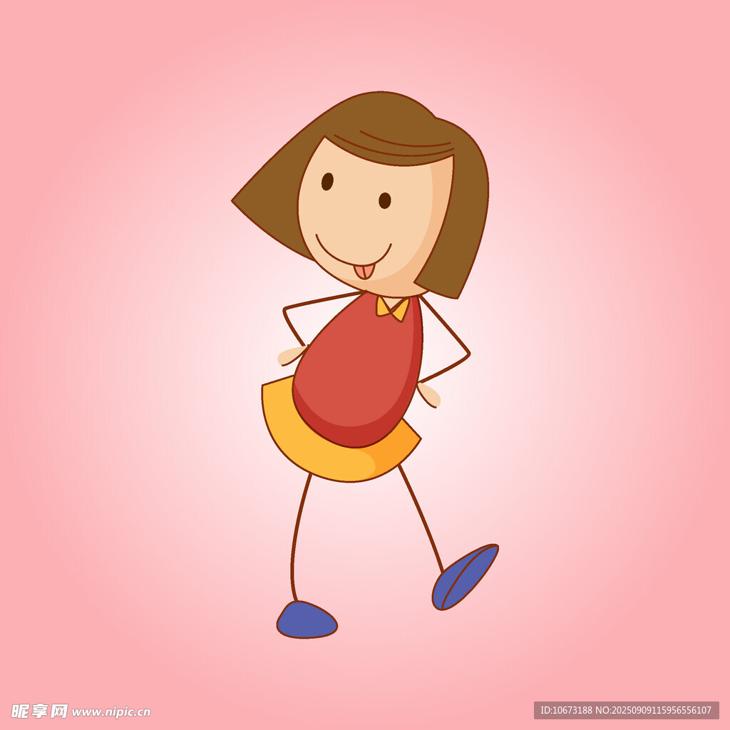 跳舞的卡通小女孩