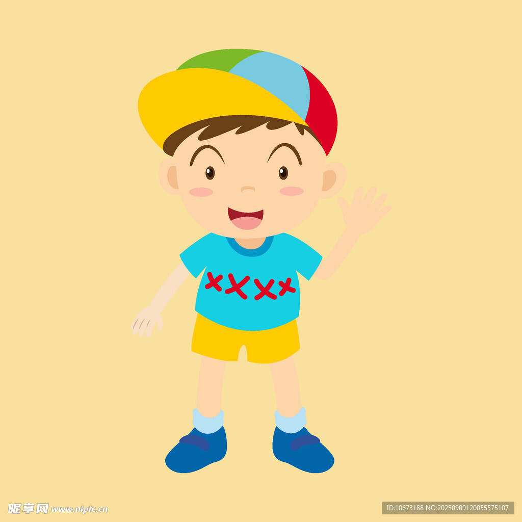 戴彩帽的快乐小男孩
