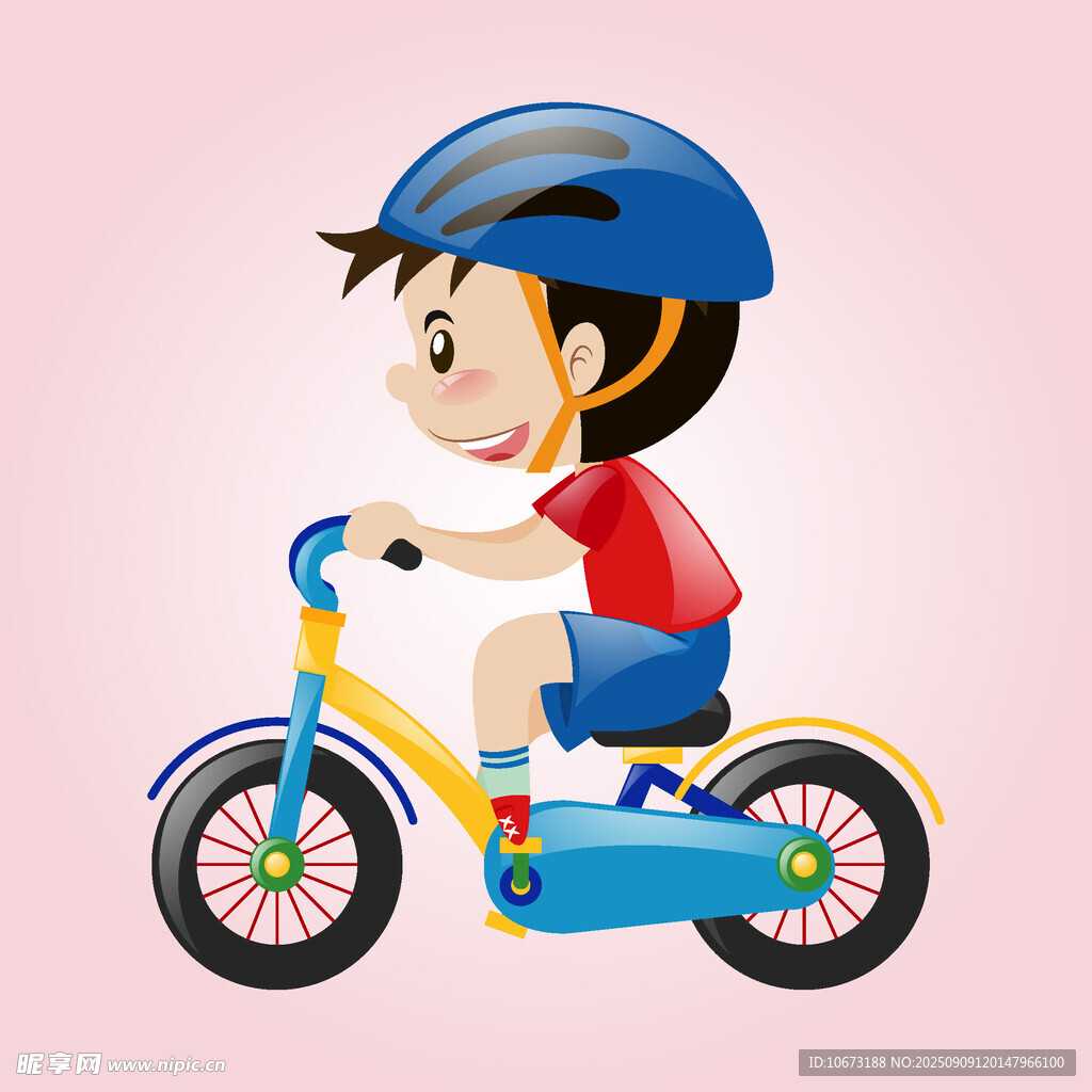 男孩快乐骑行