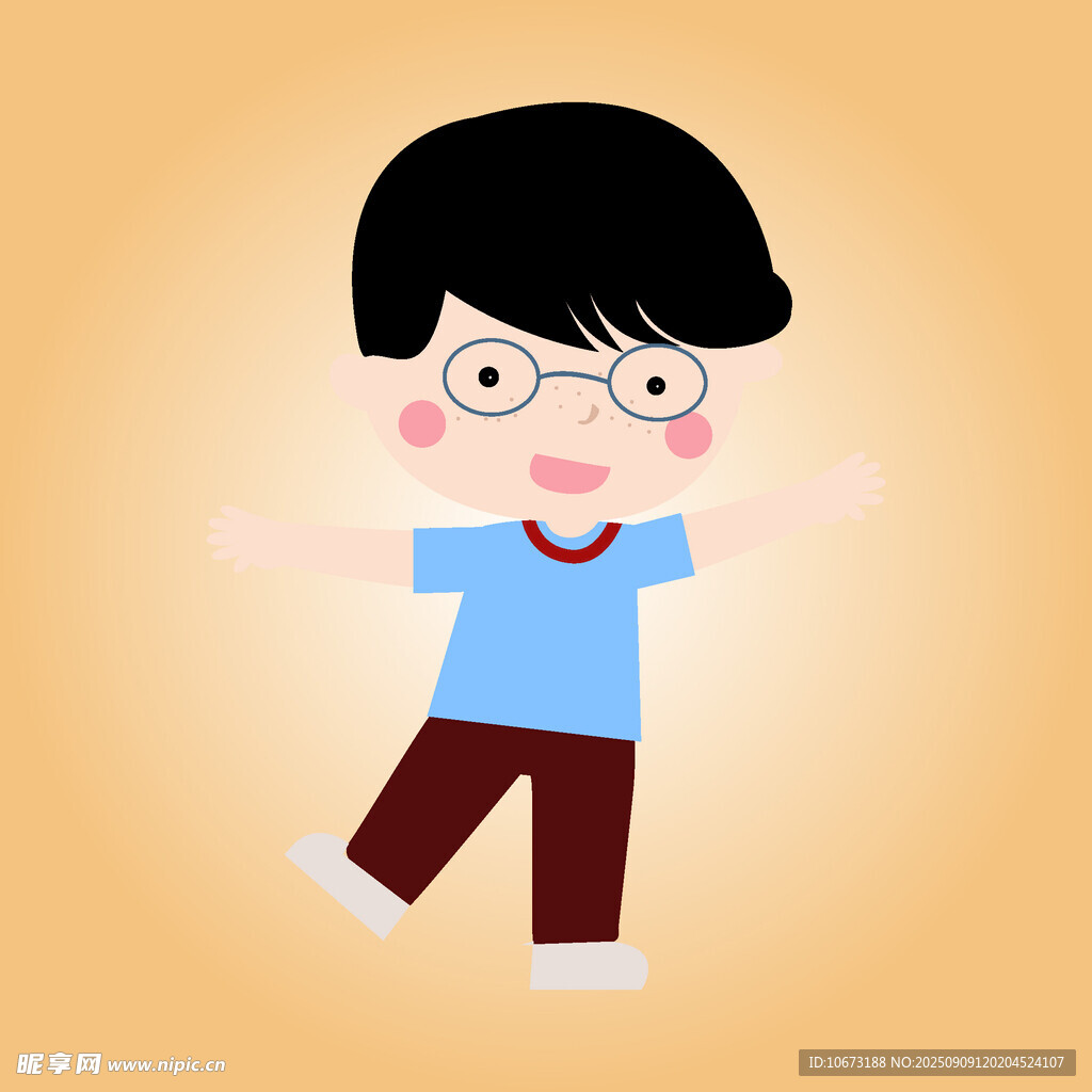 开心跳跃的小男孩