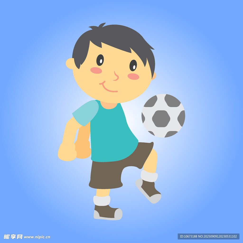 踢足球的小男孩