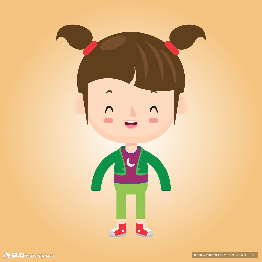 扎双马尾的可爱小女孩