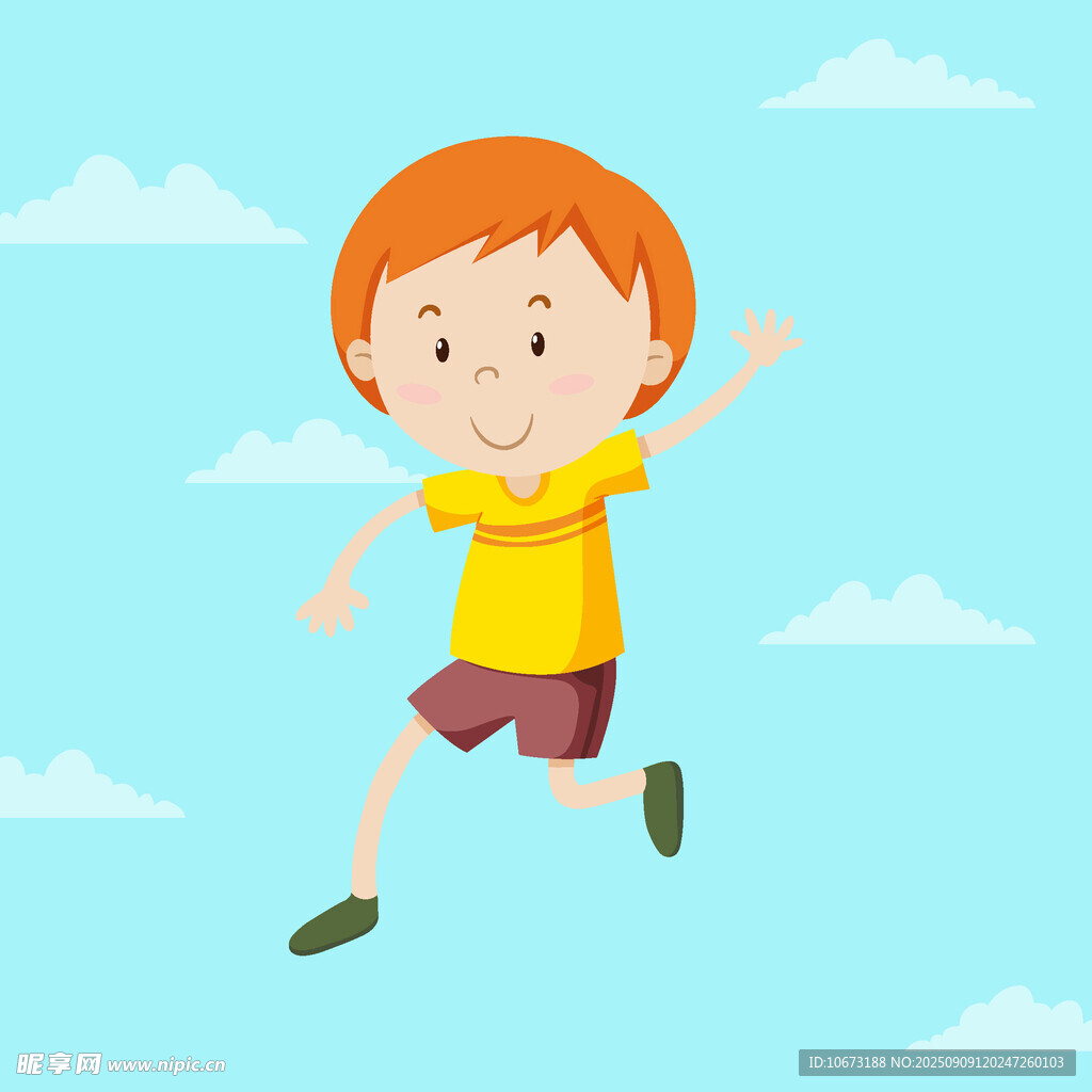 跳跃的红衣小男孩