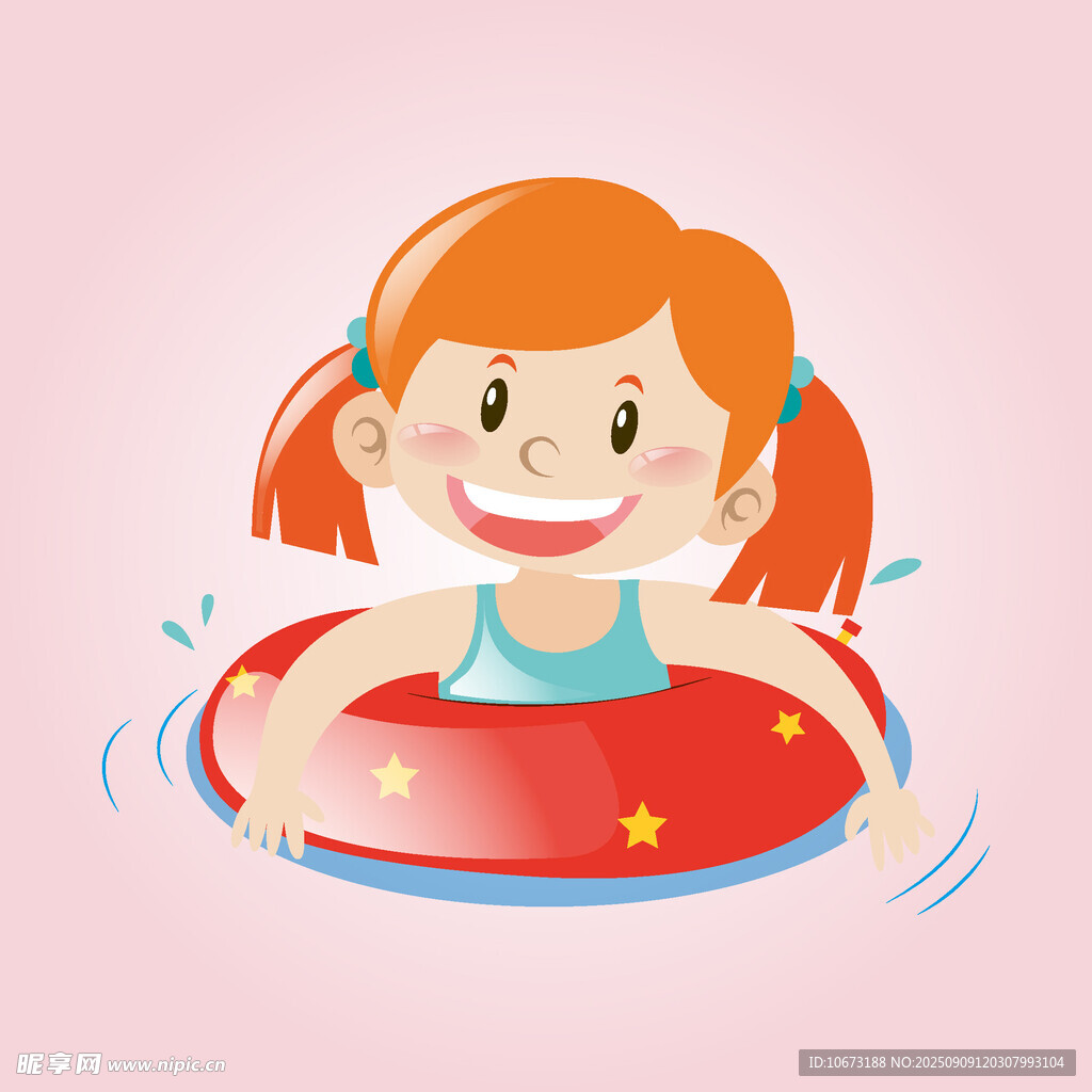 小女孩快乐地在水中漂浮