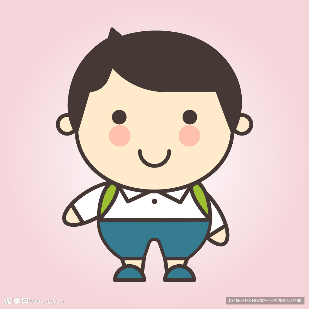 背着书包的可爱小男孩
