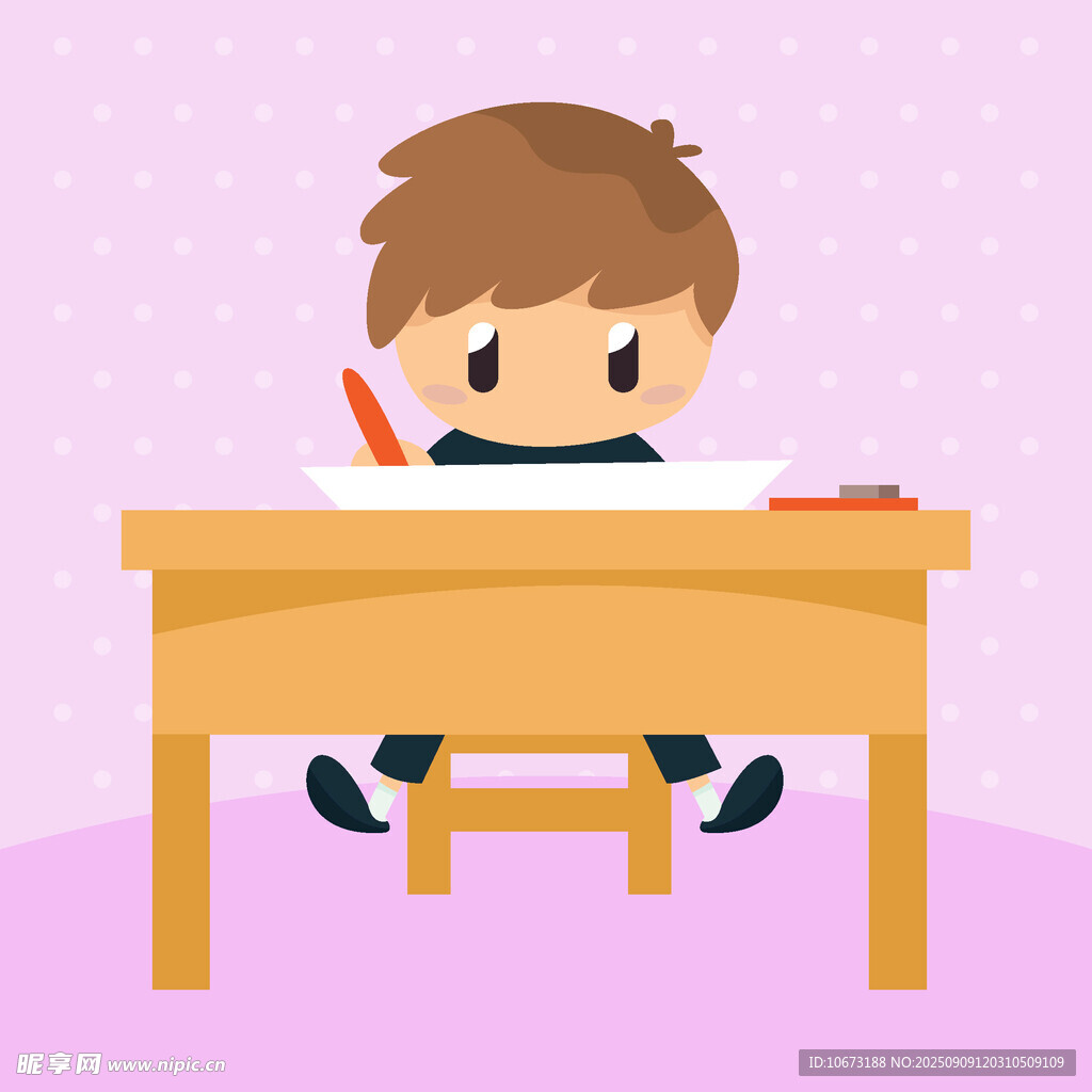 小男孩伏案认真书写