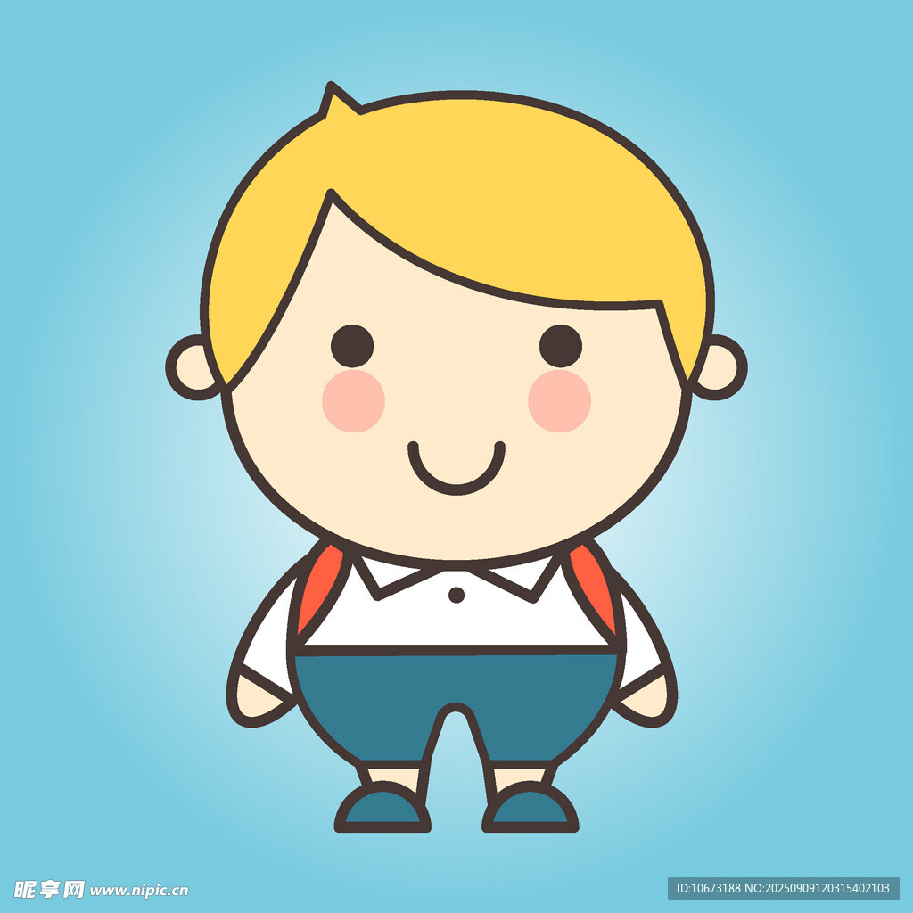 背着书包的可爱小男孩