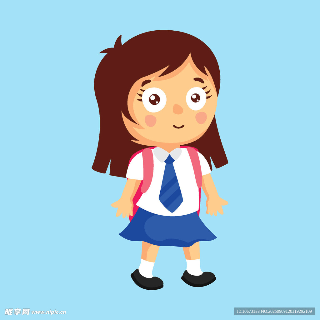 可爱卡通女学生形象