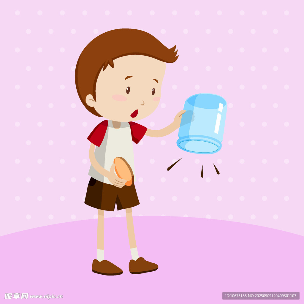 男孩手持水壶准备倒水