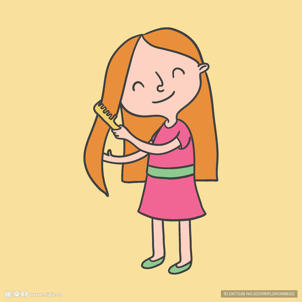 扎辫子的快乐小女孩