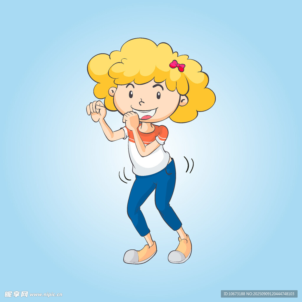 卷发女孩欢快跳舞