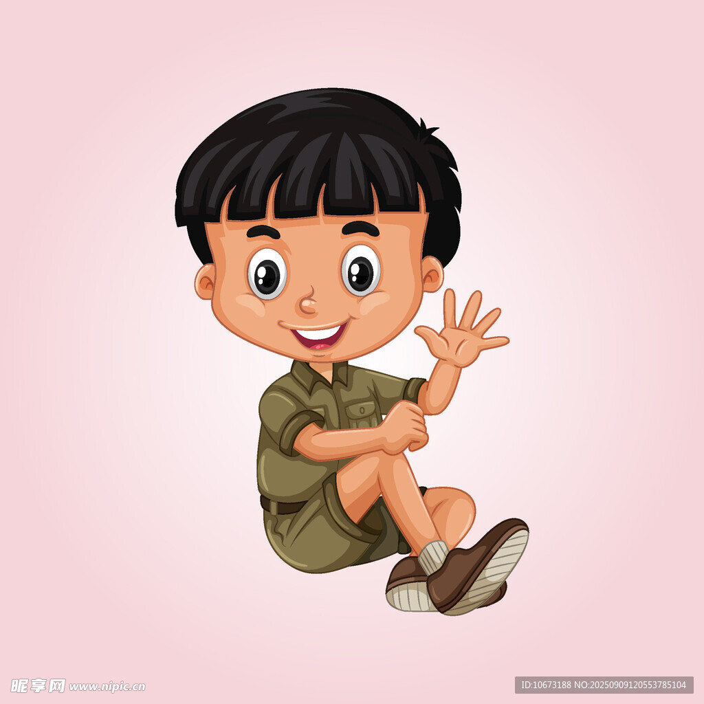可爱小男孩开心打招呼
