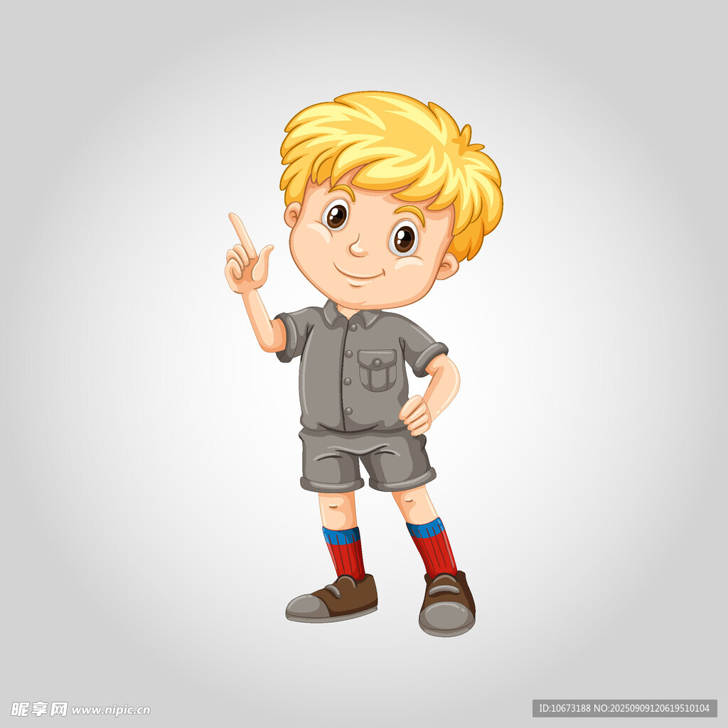 可爱金发小男孩做手势