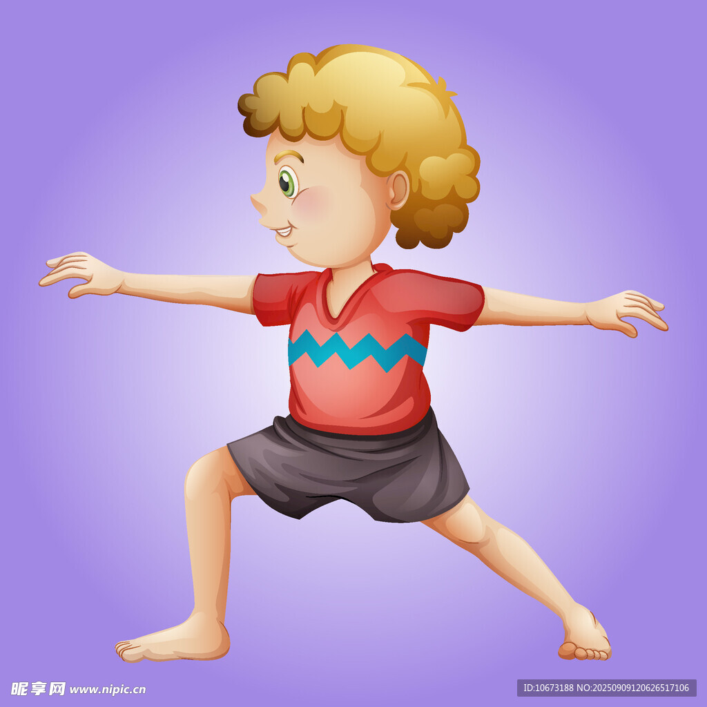 小男孩做瑜伽伸展动作
