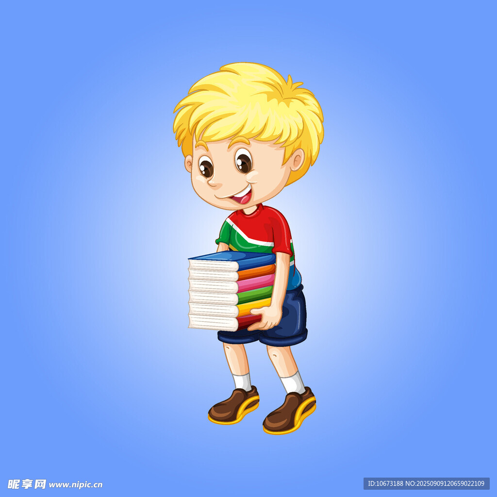 小男孩捧书前行