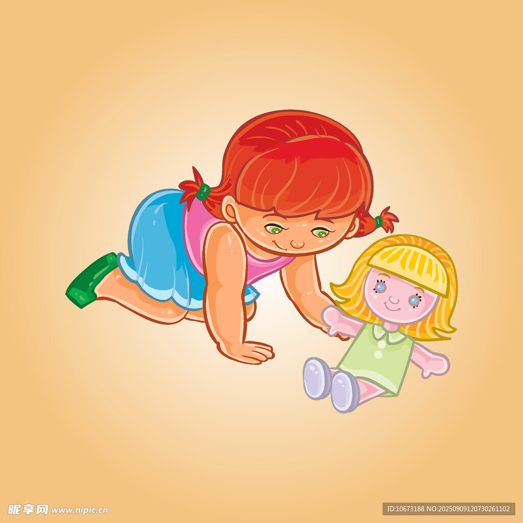 小女孩与玩偶的温馨互动