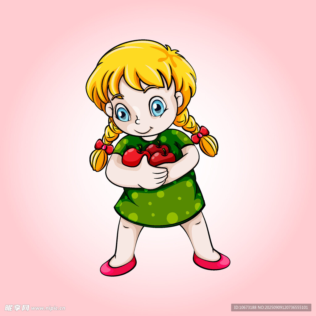 扎辫女孩抱草莓