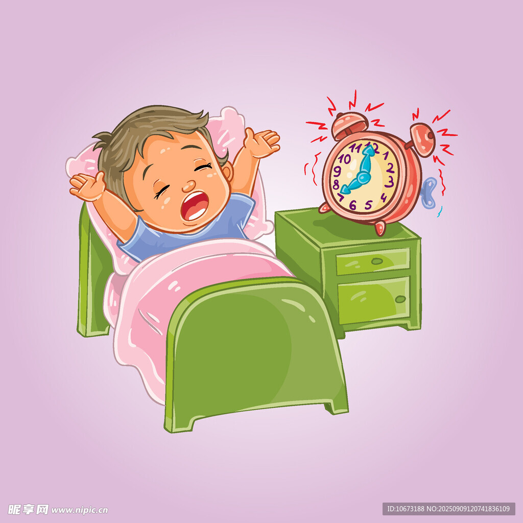 小孩被闹钟吵醒瞬间