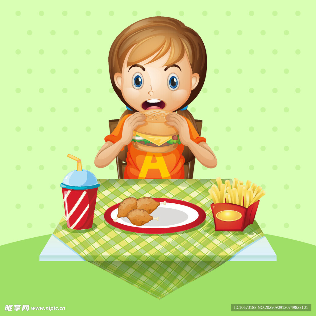 小孩开心享用美味快餐