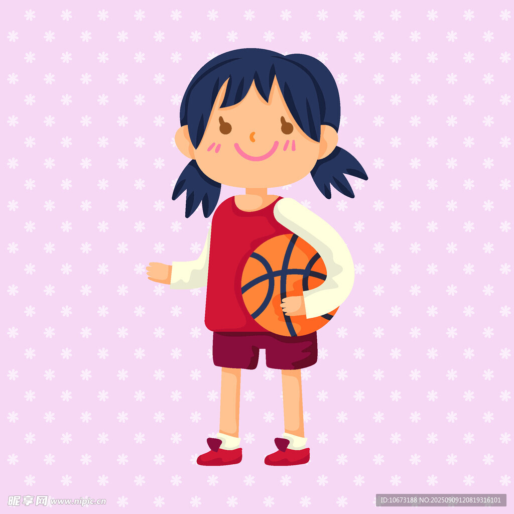 手持篮球的可爱小女孩