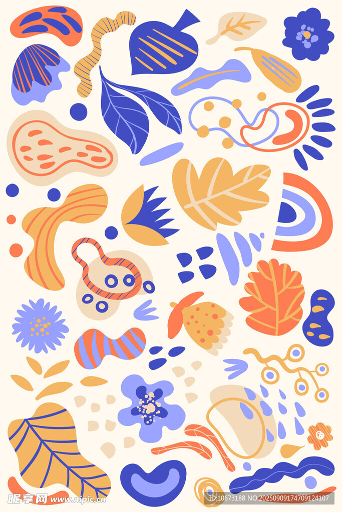 多彩海洋元素插画图案
