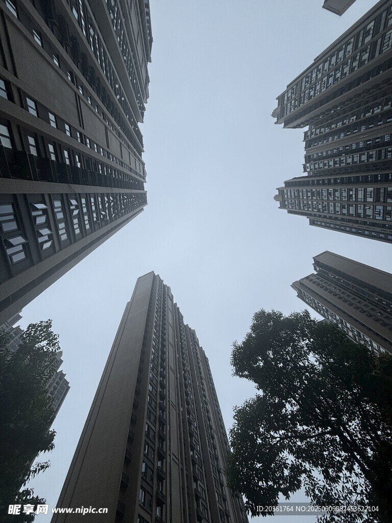仰视林立高楼