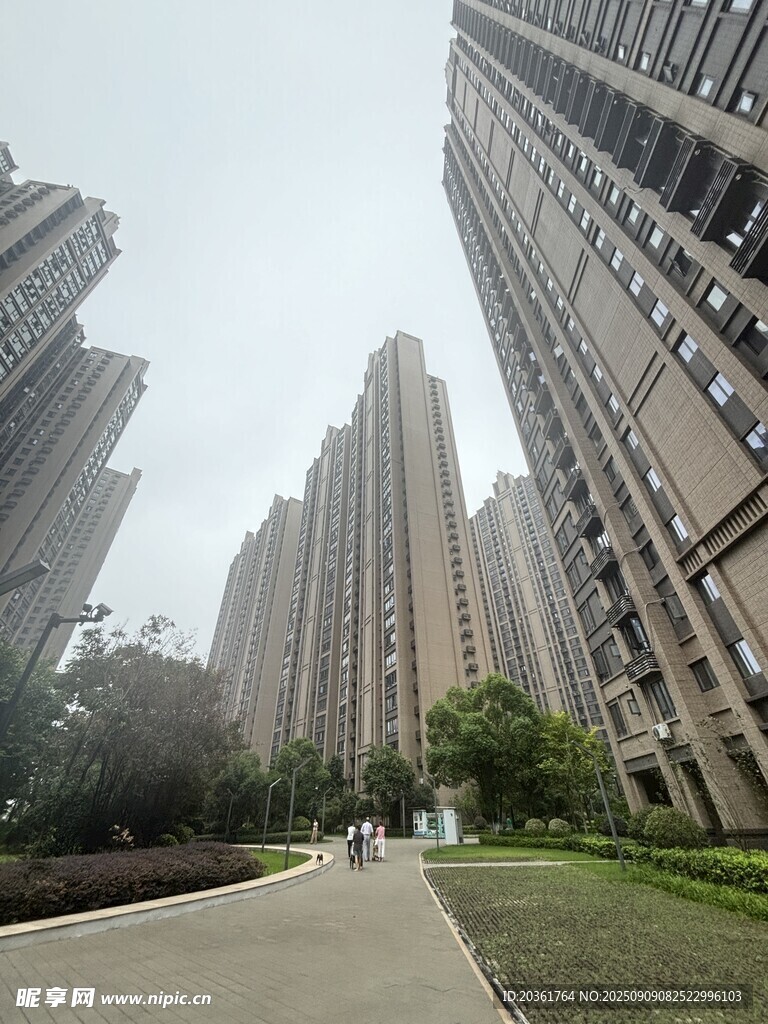 城市高楼林立的住宅区景象