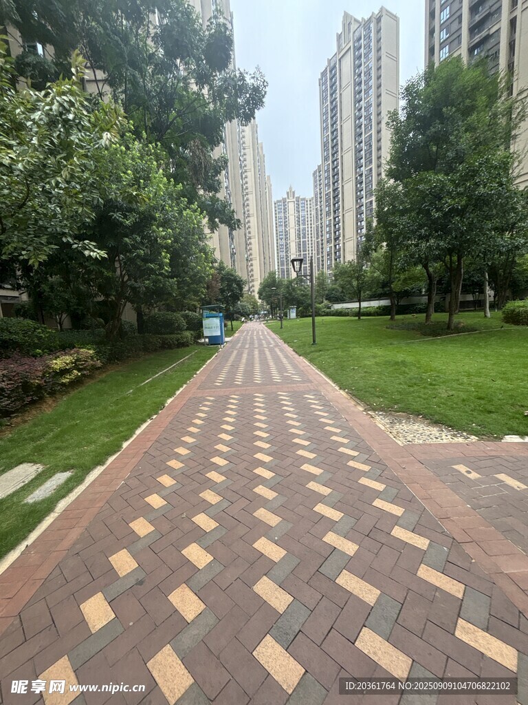 城市中精致的砖石铺就小径