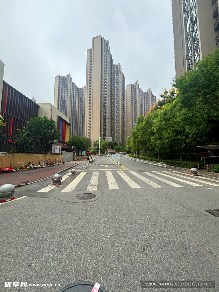 城市街道旁的高楼景观