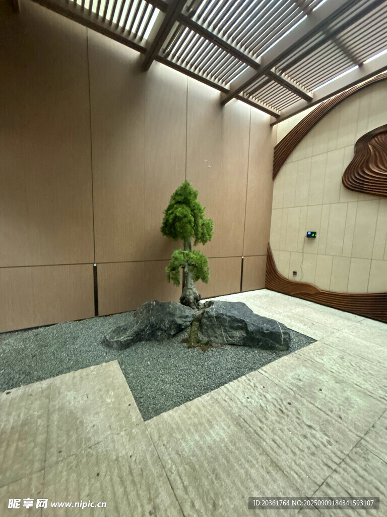 室内日式禅意庭院景观