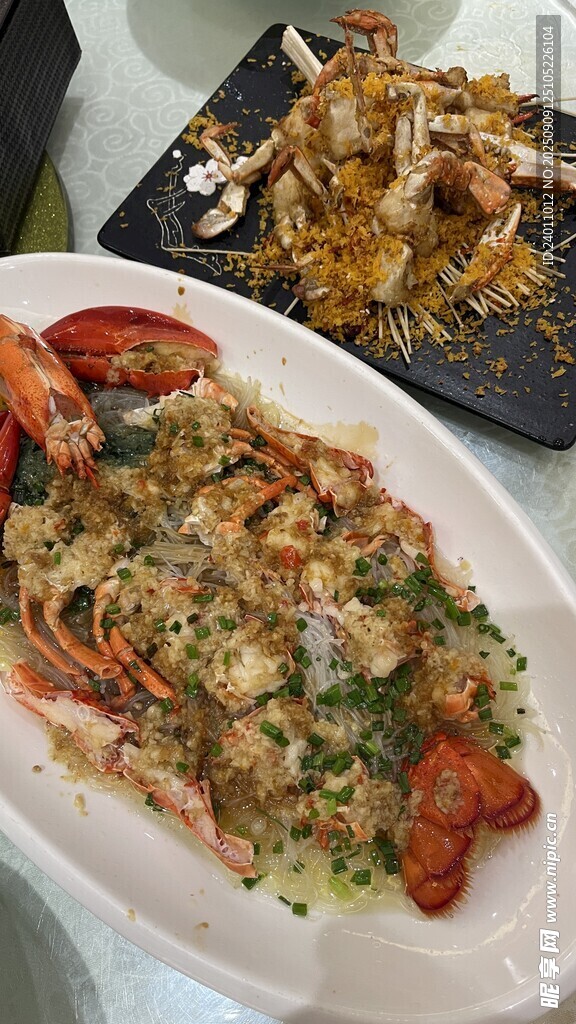 美味海鲜 蒜蓉澳龙 梭子蟹