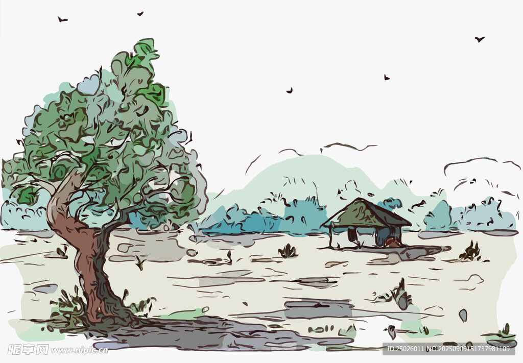 乡村旷野中的静谧小屋