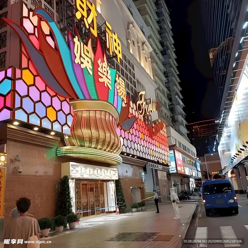繁华都市商业街夜景