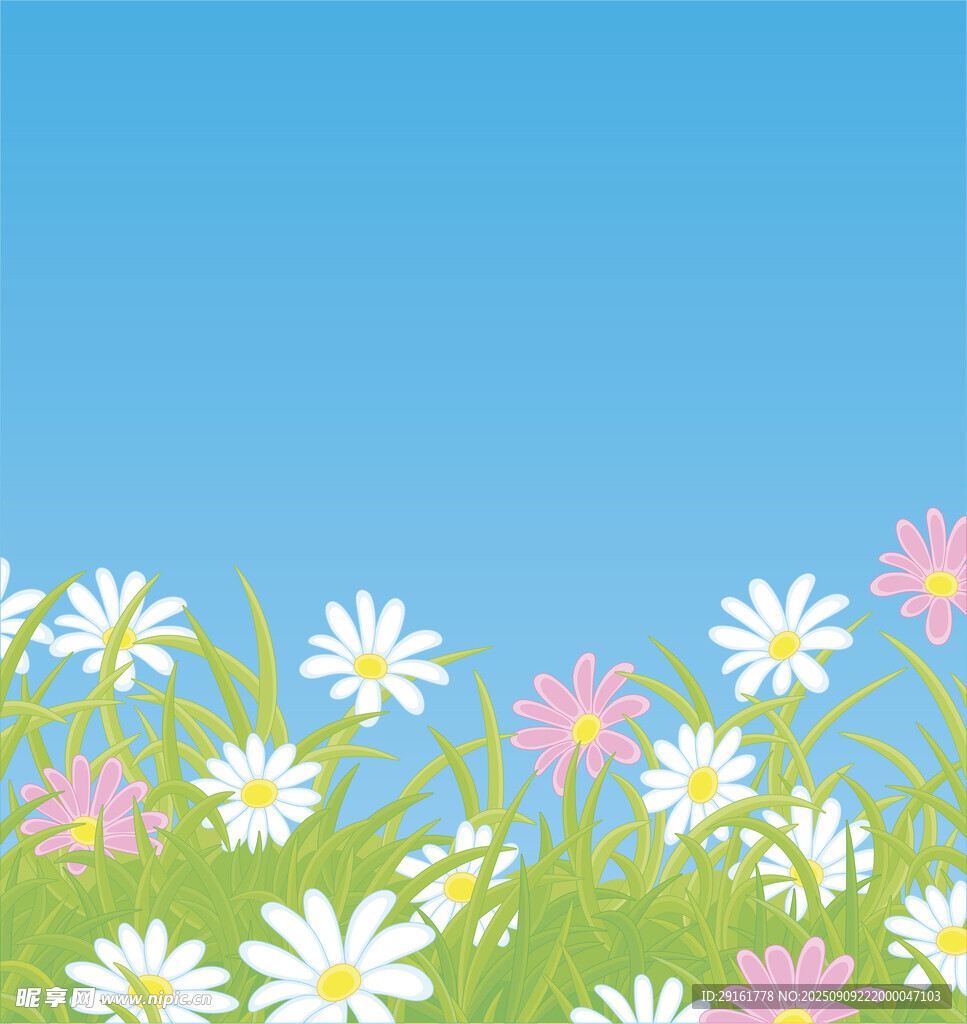 春日烂漫花草风景图