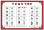中药饮片价格表展示