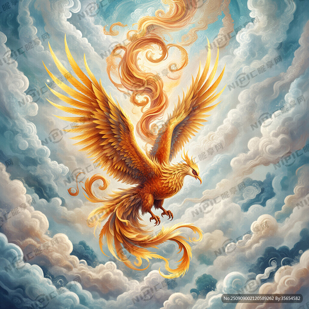 一只凤凰 盘旋 缠绕