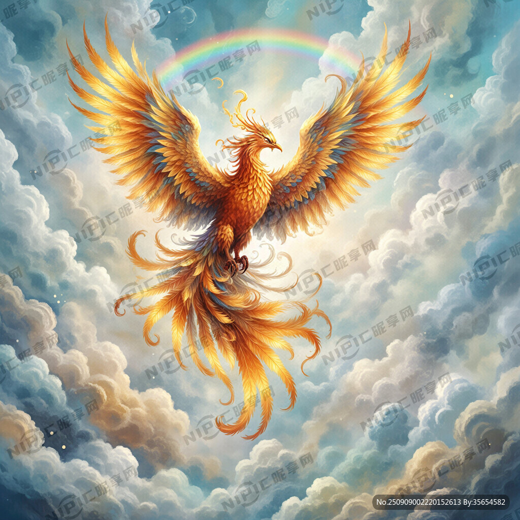 一只凤凰 盘旋 缠绕