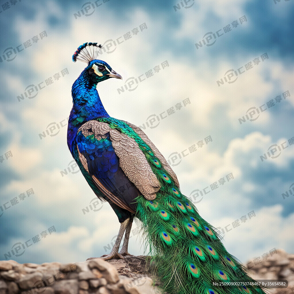 凤凰 站立回头。全身