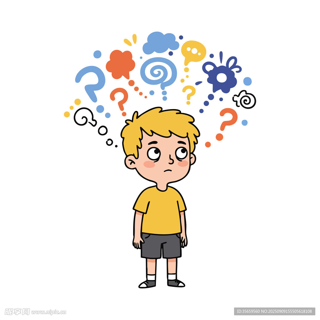 男孩思考插图